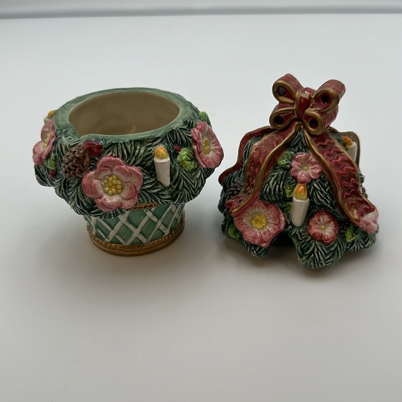 Vintage Fitz and Floyd Christmas Florentine Sugar Bowl w/ Lid 1996 Retired - Picture 14 of 16